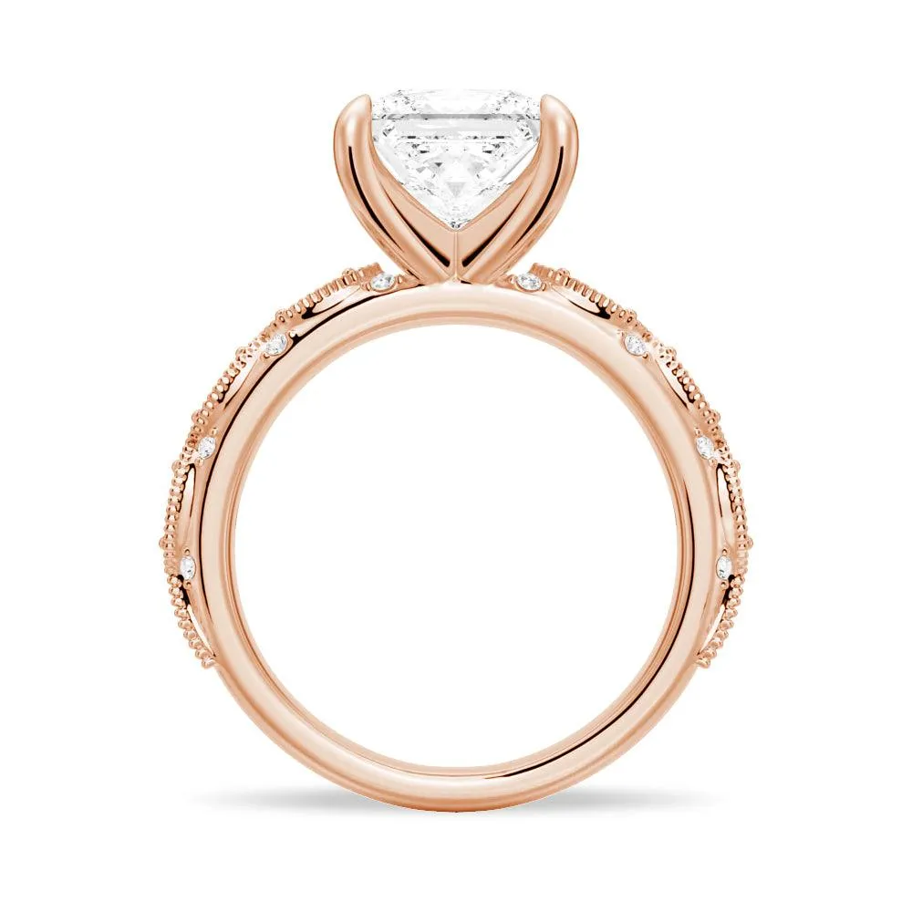 Vintage Infinity Milgrain Princess Cut Moissanite Engagement Ring